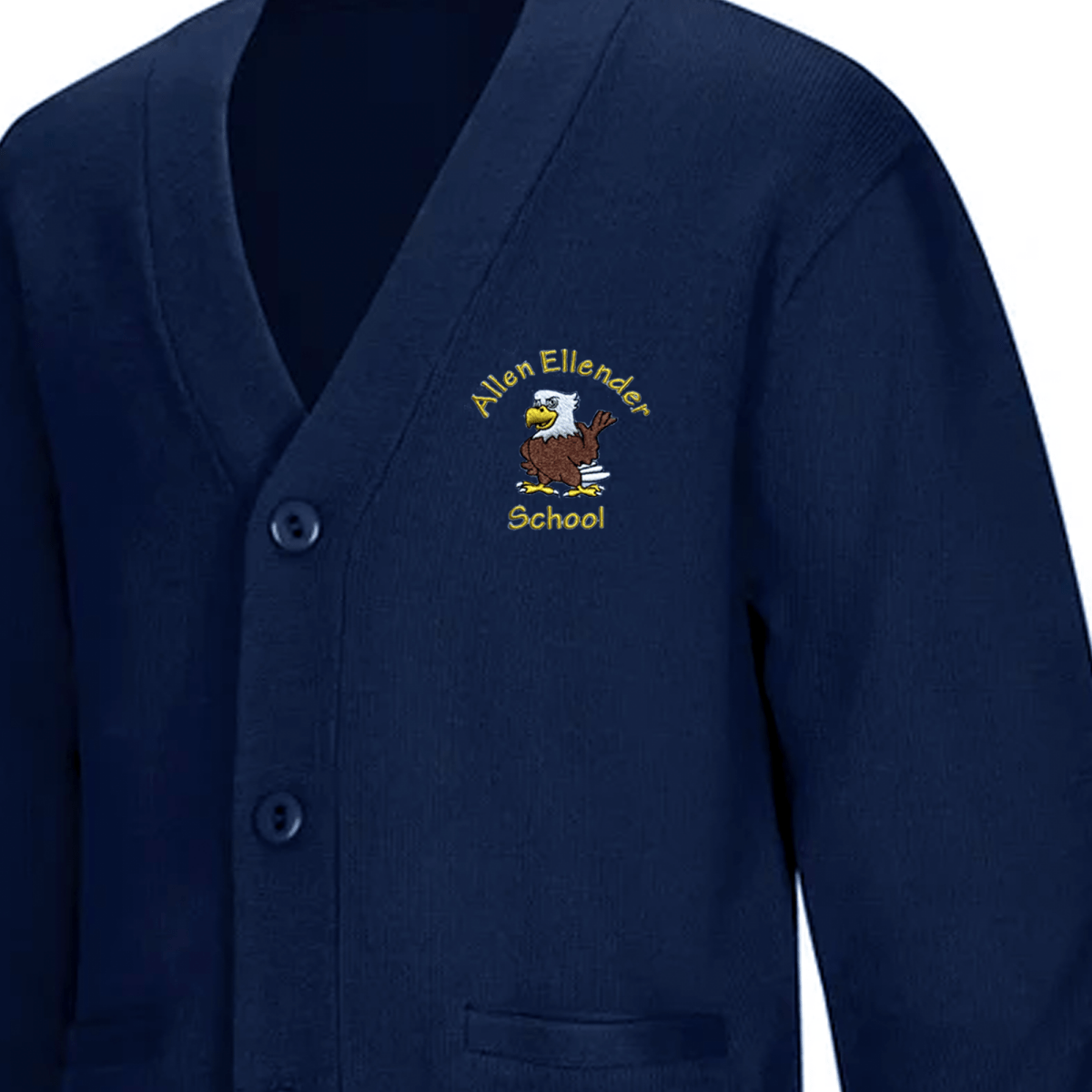 Allen Ellender Navy Cardigan V - Neck - Logo Express Uniforms - School Uniforms