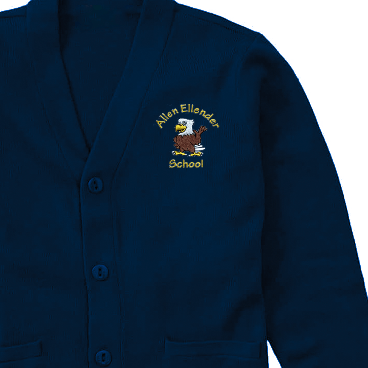 Allen Ellender Navy Cardigan V - Neck - Logo Express Uniforms - School Uniforms