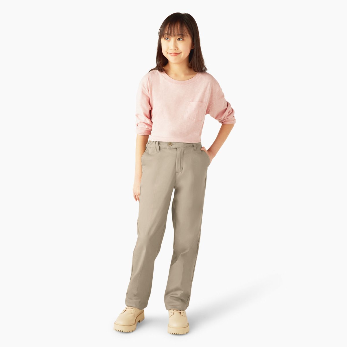 Dickies Girls Slim Fit Pants Desert Sand - Logo Express Uniforms - School Uniforms