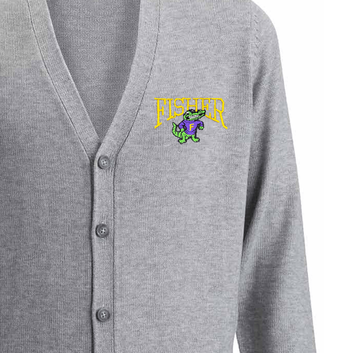 Fisher Grey Cardigan V - Neck - Logo Express Uniforms - School Uniforms
