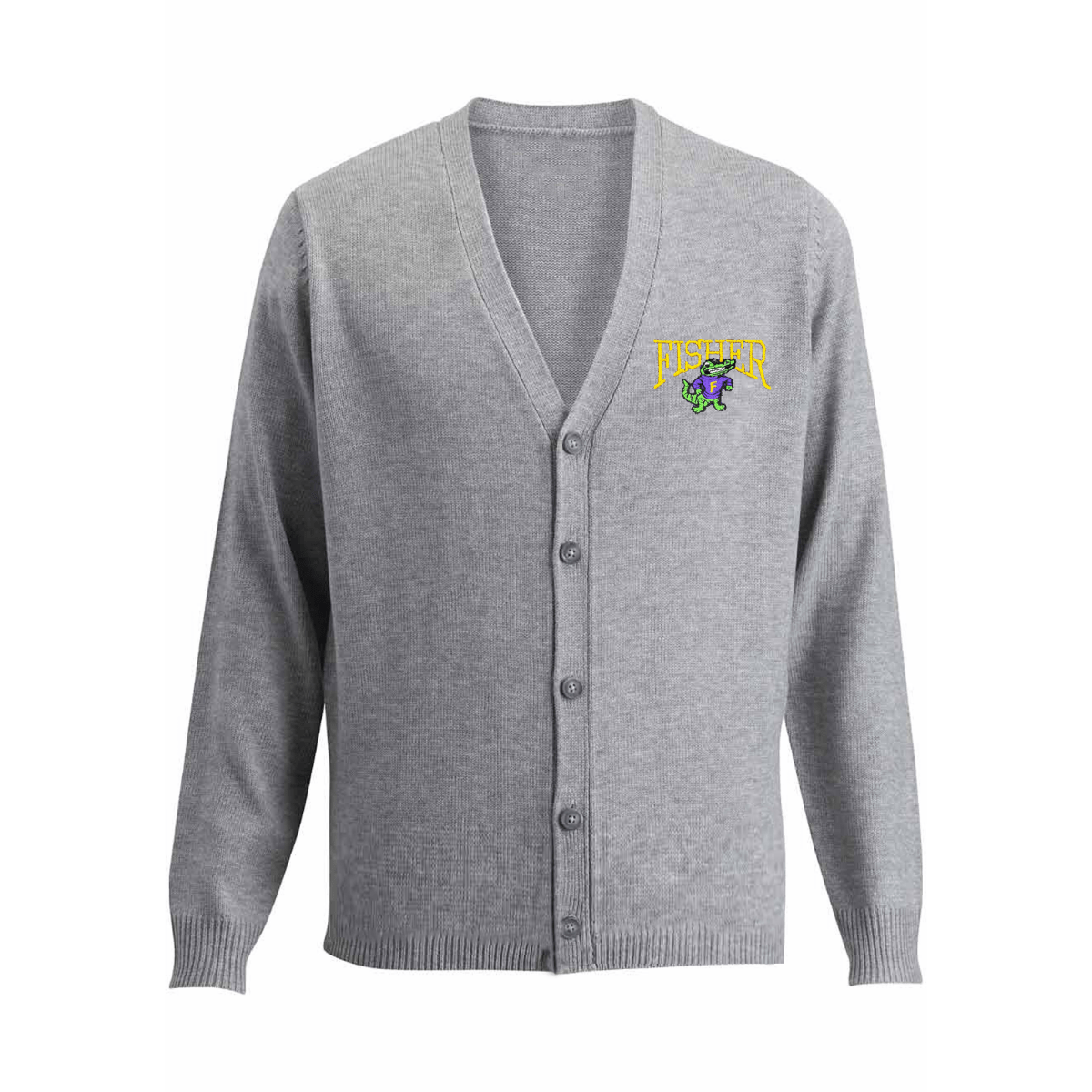 Fisher Grey Cardigan V - Neck - Logo Express Uniforms - School Uniforms