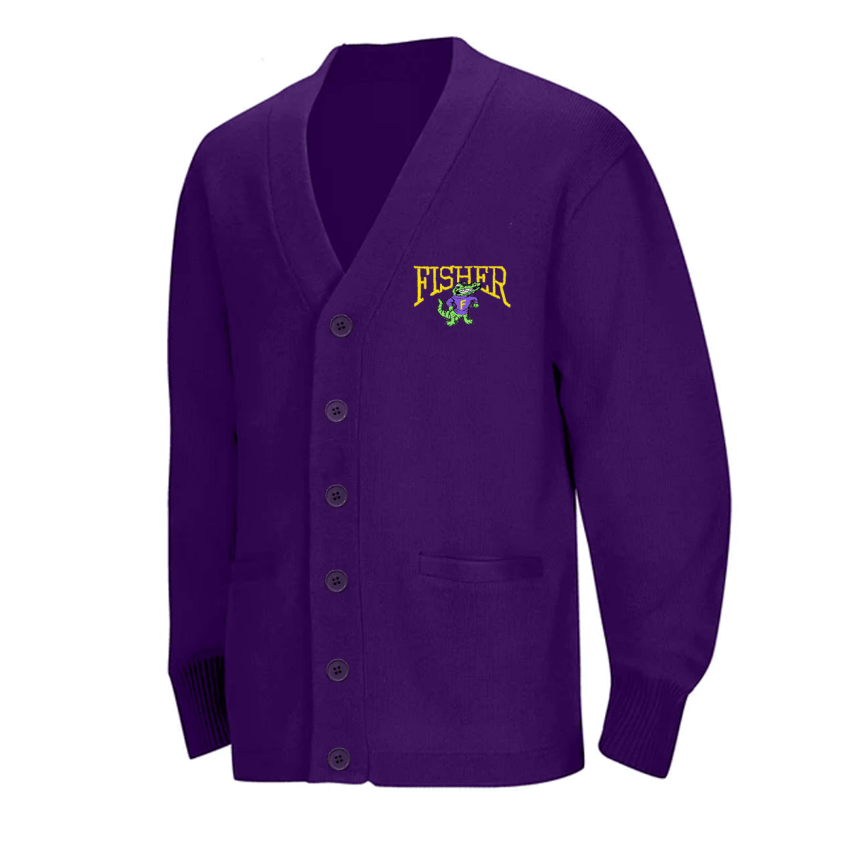 Fisher Middle/High School Purple Cardigan - Logo Express Uniforms - School Uniforms