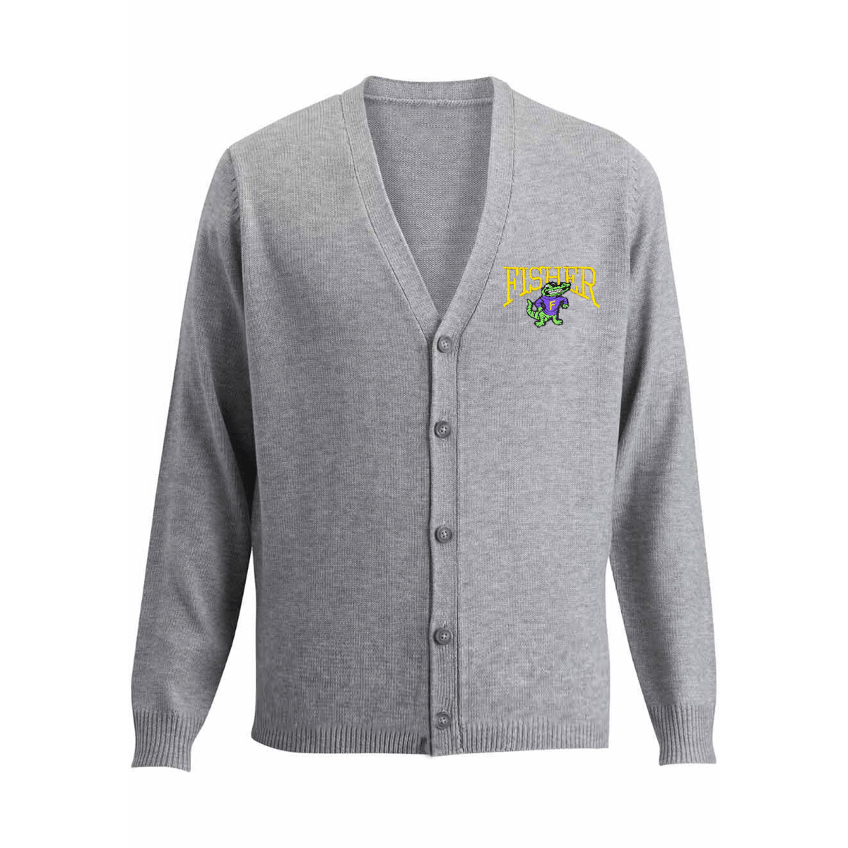 Fisher Middle/High School Sport Grey Cardigan - Logo Express Uniforms - School Uniforms