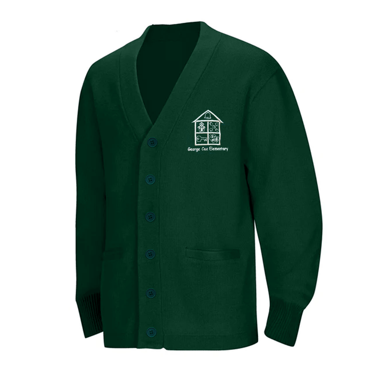 George Cox Force Green Cardigan V - Neck - Logo Express Uniforms - School Uniforms