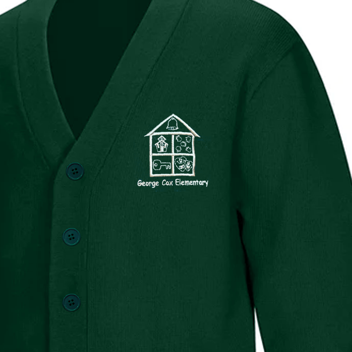 George Cox Force Green Cardigan V - Neck - Logo Express Uniforms - School Uniforms