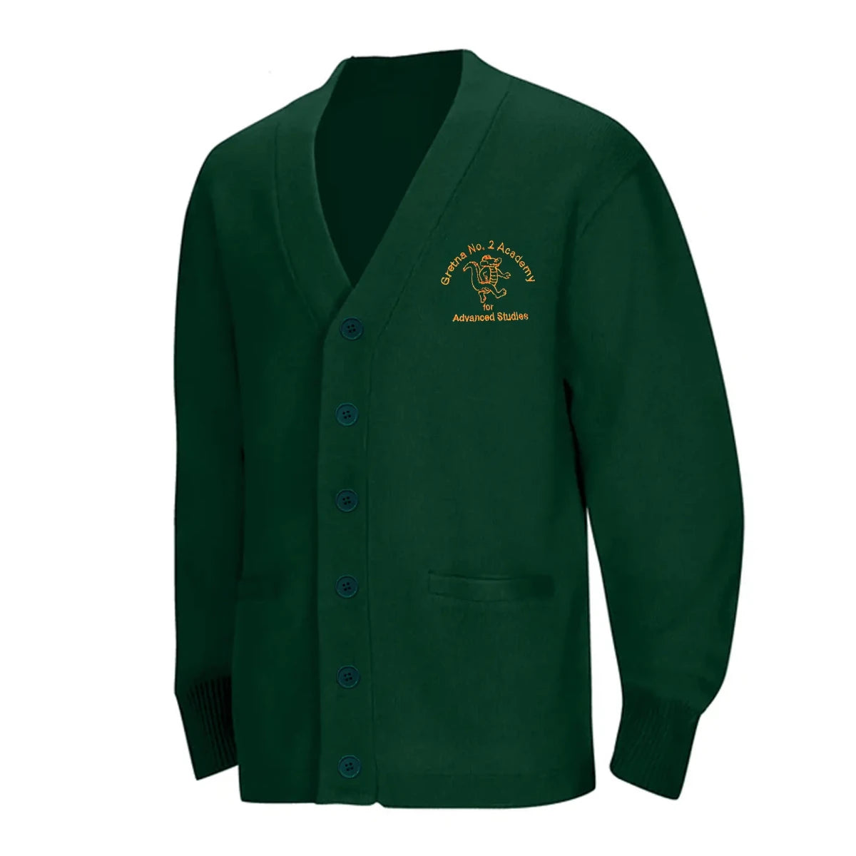 Gretna No. 2 1st-5th Grade Forest Green Cardigan - Logo Express Uniforms - School Uniforms