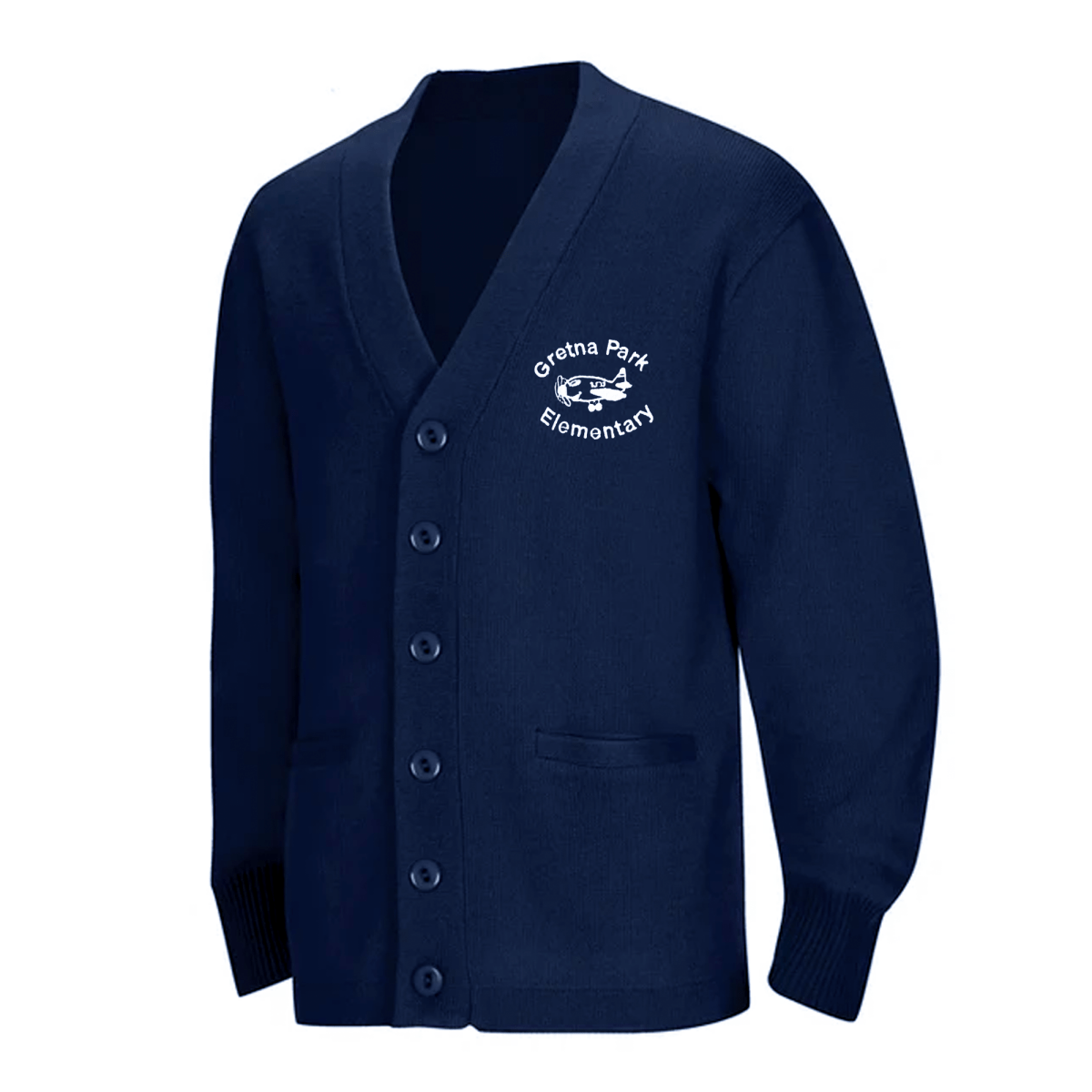 Gretna Park Navy Cardigan V - Neck - Logo Express Uniforms - School Uniforms