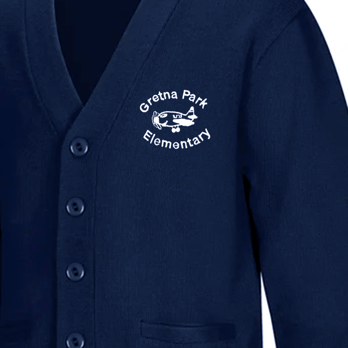 Gretna Park Navy Cardigan V - Neck - Logo Express Uniforms - School Uniforms
