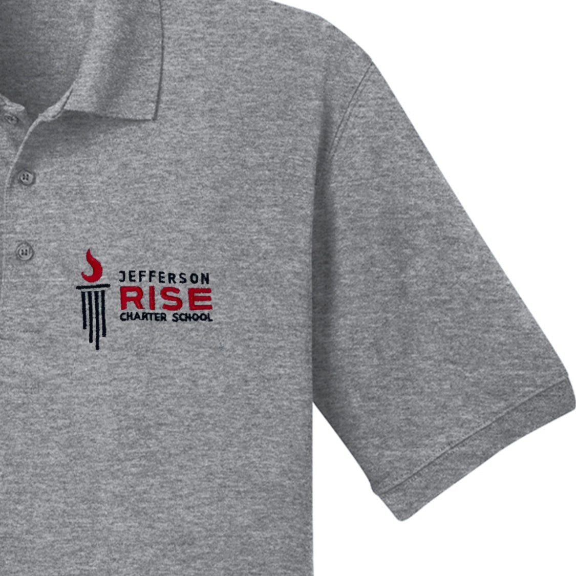 Jefferson RISE 12th Grade Grey Polo - Logo Express Uniforms - School Uniforms