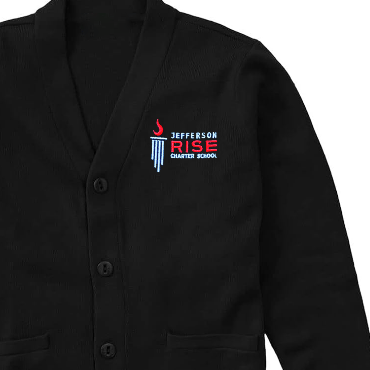 Jefferson RISE Black Cardigan V - Neck - All Grades - Logo Express Uniforms - School Uniforms