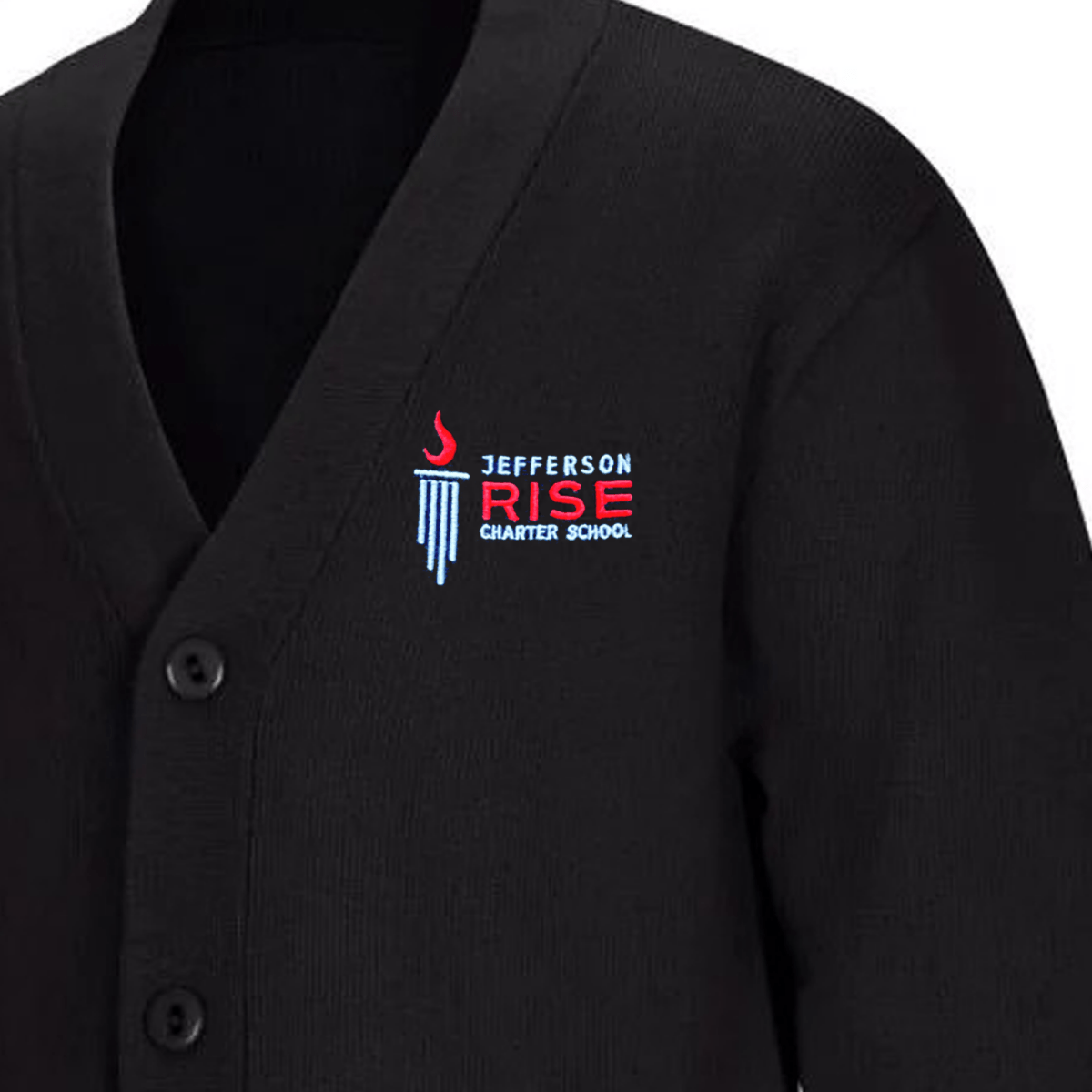 Jefferson RISE Black Cardigan V - Neck - All Grades - Logo Express Uniforms - School Uniforms