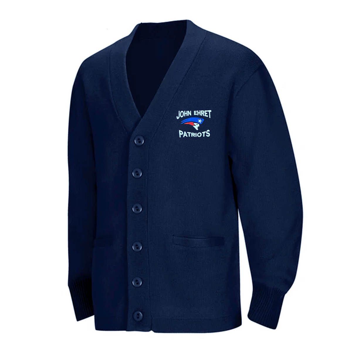 John Ehret Navy Cardigan V - Neck - Logo Express Uniforms - School Uniforms