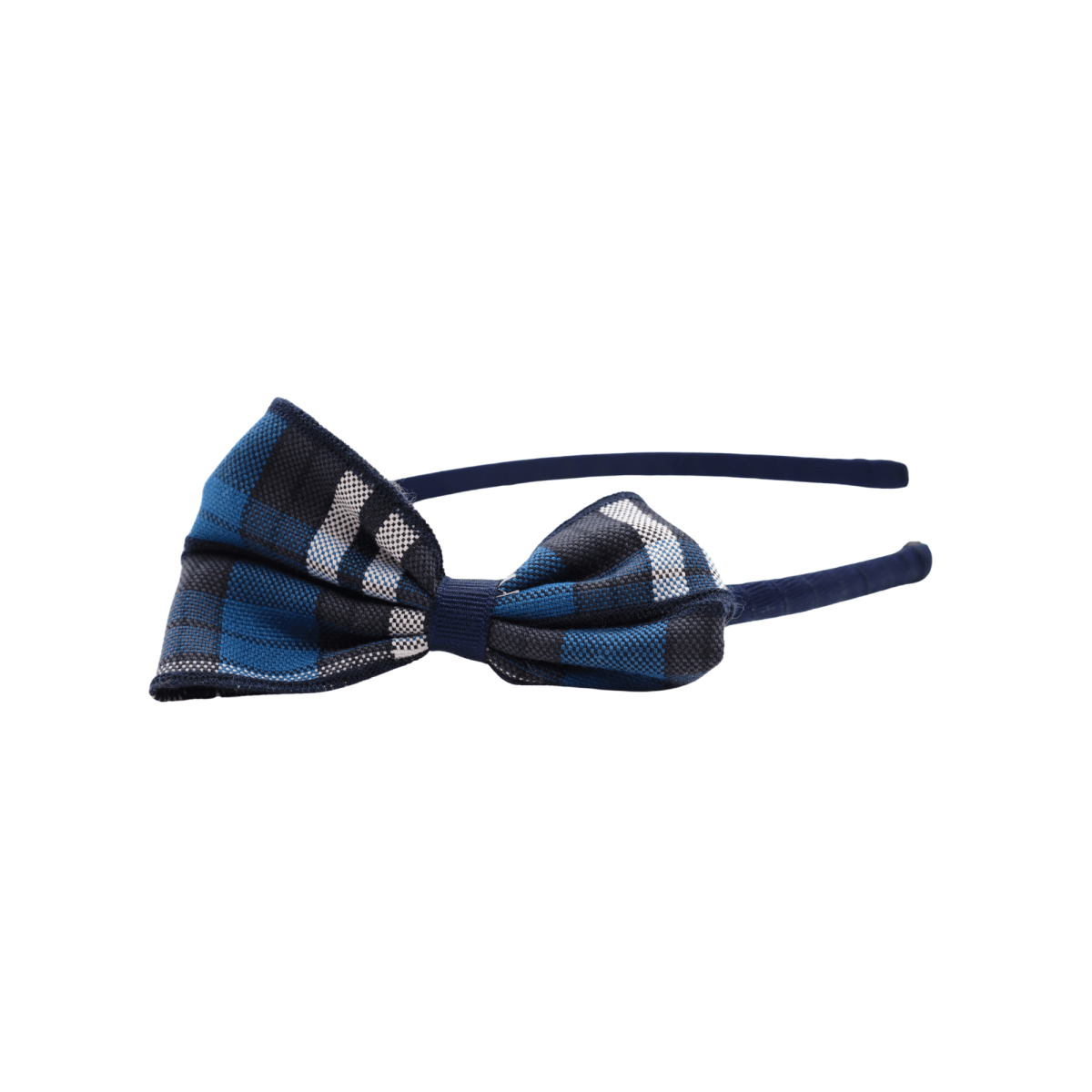 Large Plaid Bow Headband – Navy/Blue - Logo Express Uniforms - School Uniforms