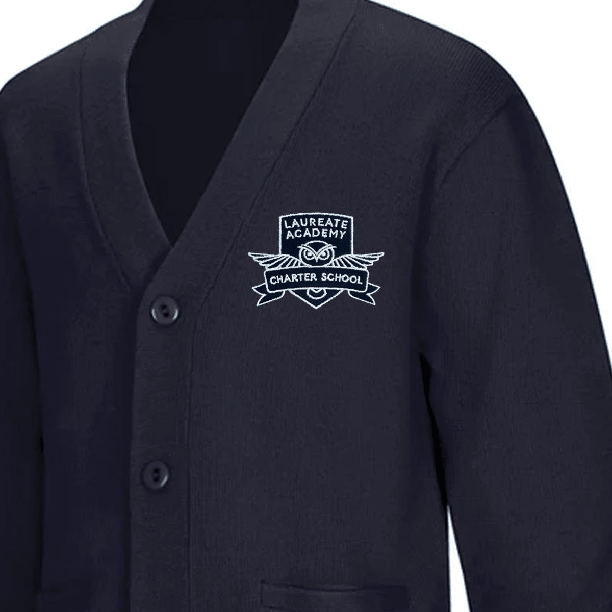 Laureate Charter 6th-8th Grade Black Cardigan - Logo Express Uniforms - School Uniforms