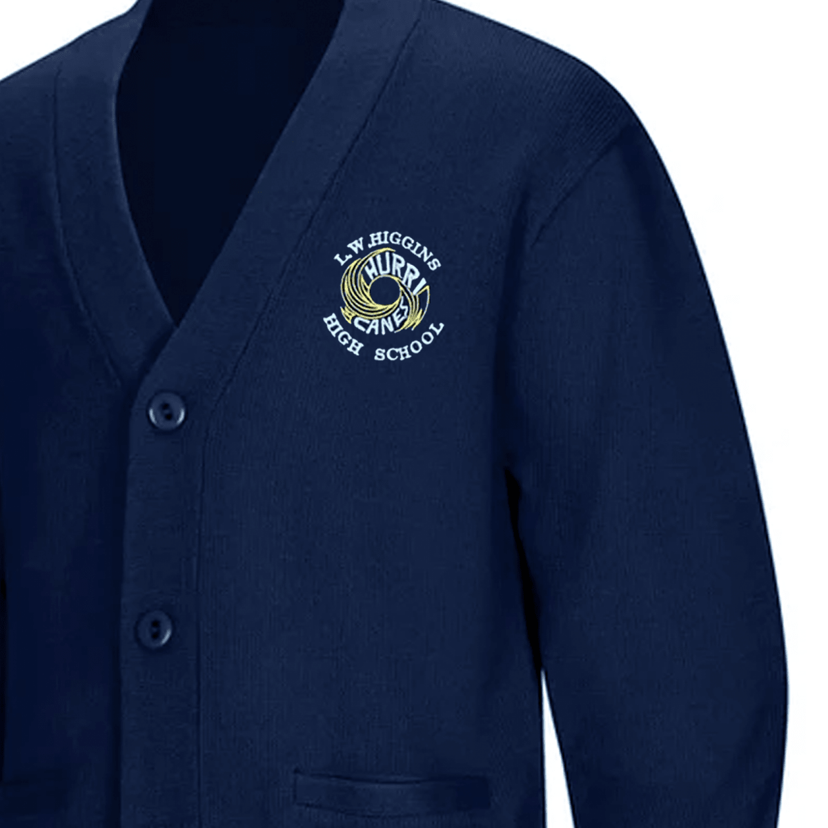 L.W. Higgins Navy Cardigan for Unisex - Logo Express Uniforms - School Uniforms