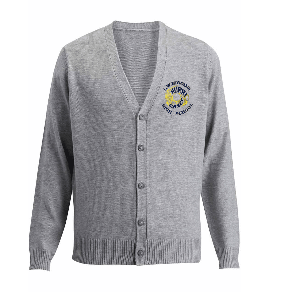 L.W. Higgins Navy Cardigan for Unisex - Logo Express Uniforms - School Uniforms