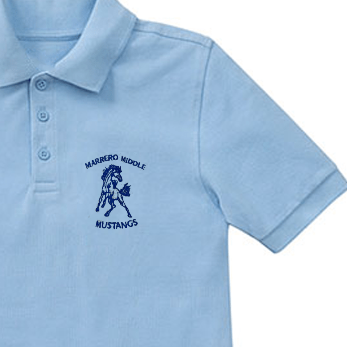 Marrero Middle 7th Grade Light Blue Polo - Logo Express Uniforms - School Uniforms