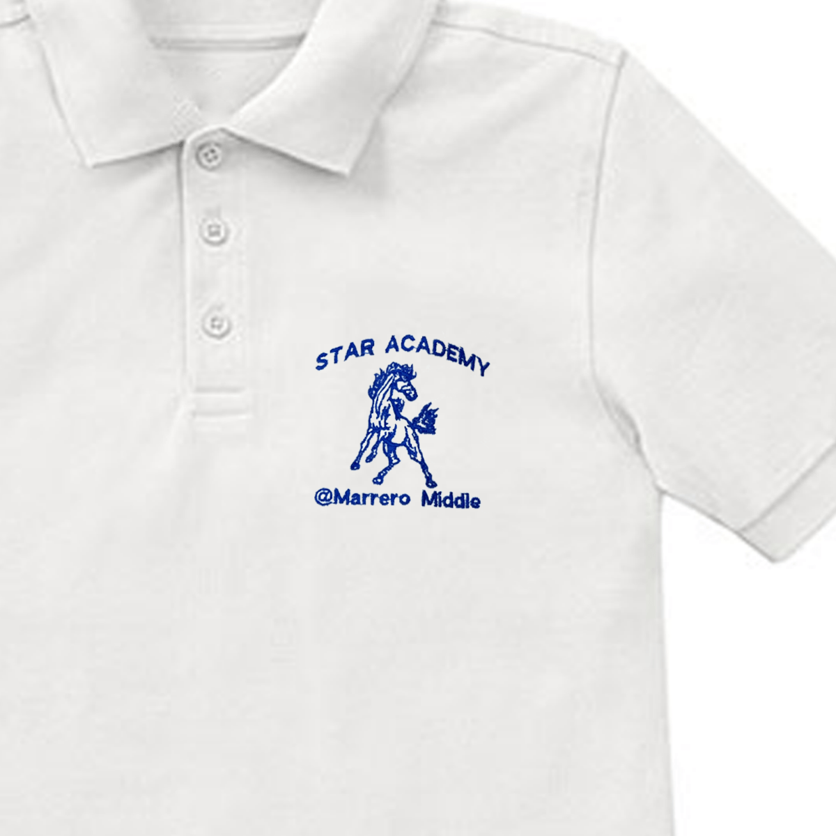 Marrero Middle Star Academy White Polo - Logo Express Uniforms - School Uniforms