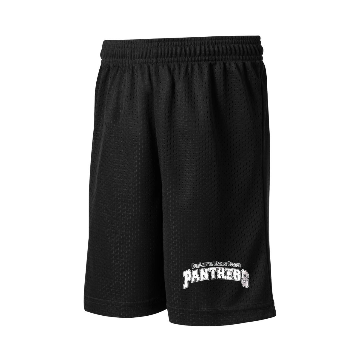 OLPS Our Lady of Prompt Succor Black P.E. Mesh Shorts - Logo Express Uniforms - School Uniforms