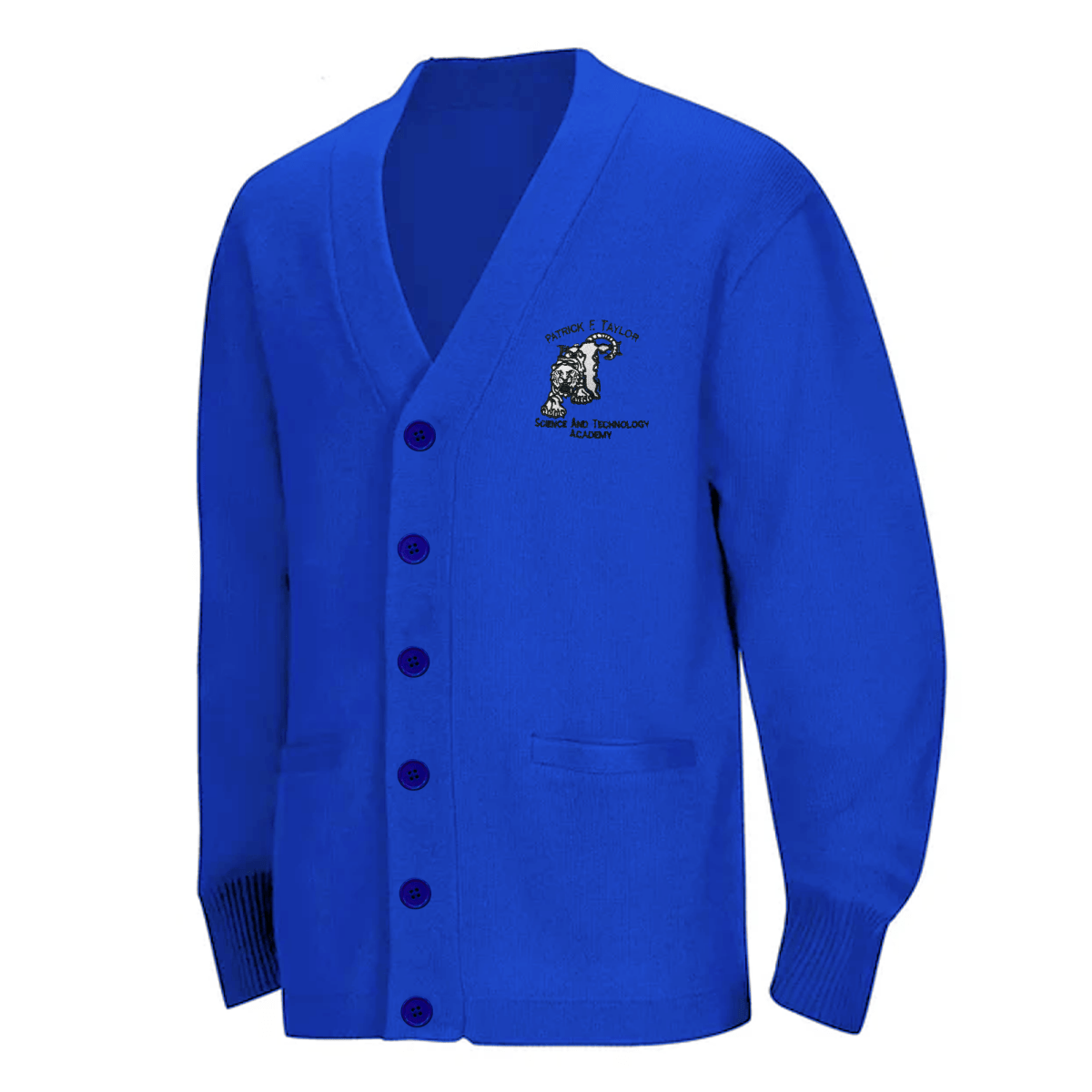 Patrick Taylor Royal Cardigan V - Neck - Logo Express Uniforms - School Uniforms
