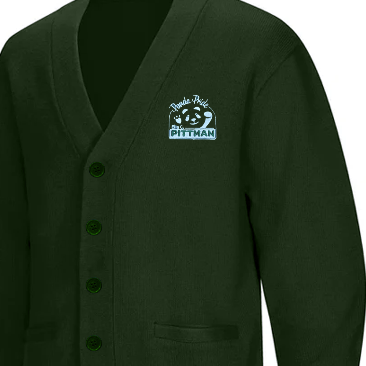 Pittman Forest Green Cardigan V - Neck - Logo Express Uniforms - School Uniforms