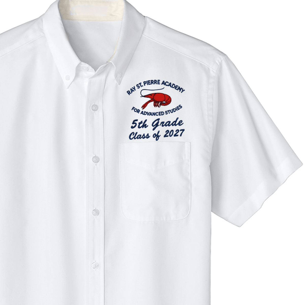 Ray St. Pierre 5th Grade Class of 2027 White Oxford - Logo Express Uniforms - School Uniforms