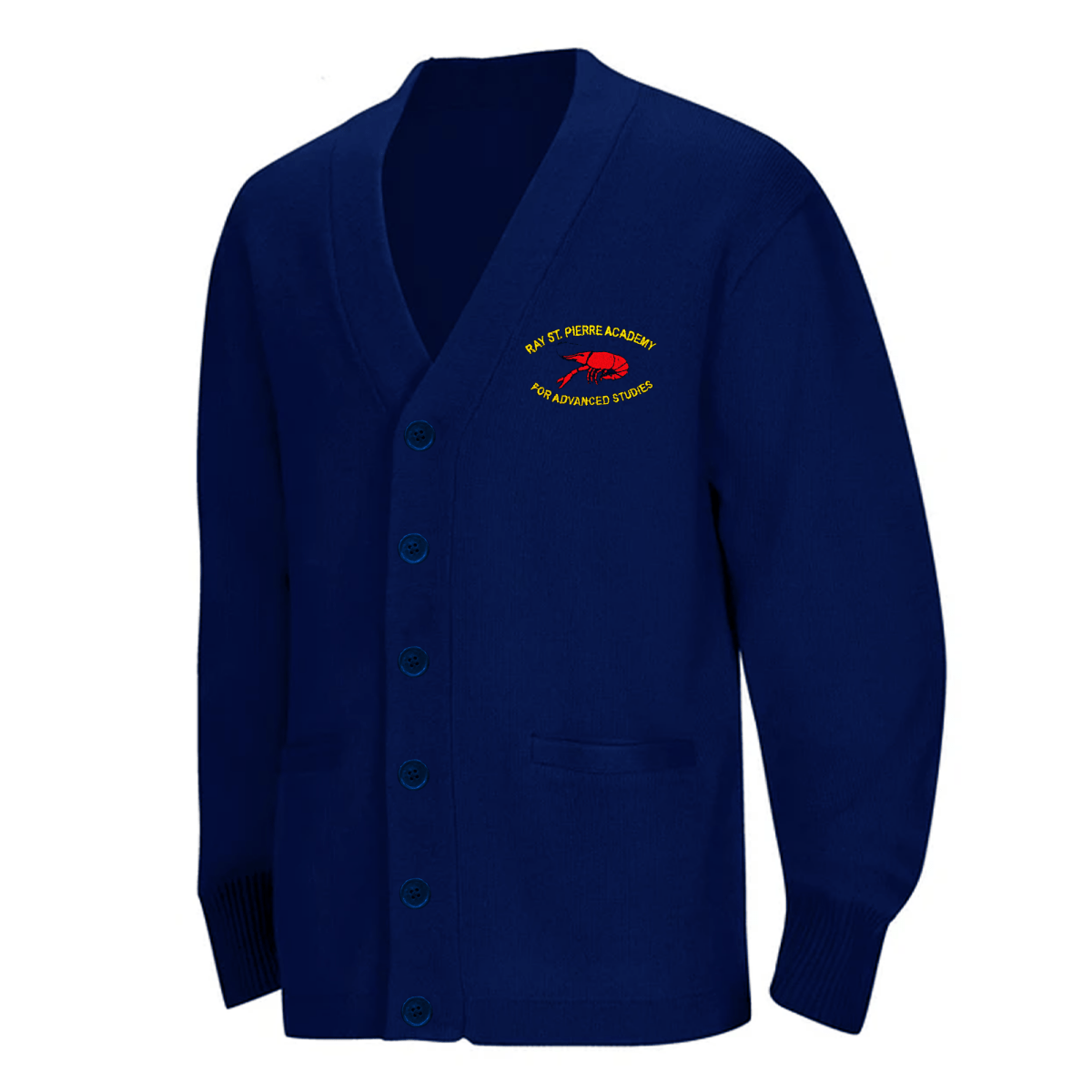 Ray St. Pierre Navy Cardigan V - Neck - Logo Express Uniforms - School Uniforms
