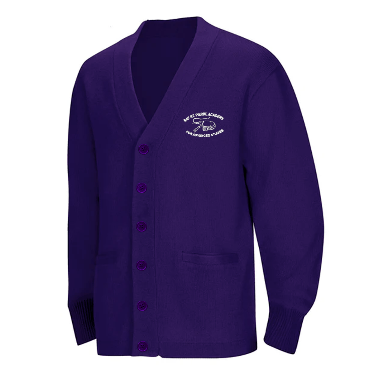 Ray St. Pierre Purple Cardigan V - Neck - Logo Express Uniforms - School Uniforms