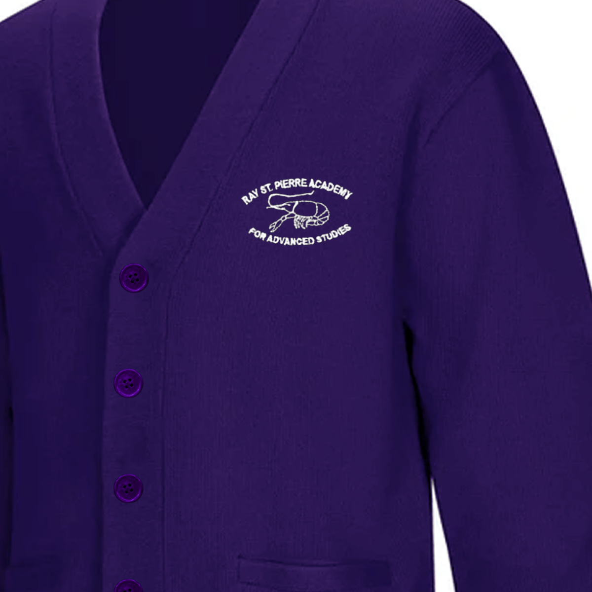 Ray St. Pierre Purple Cardigan V - Neck - Logo Express Uniforms - School Uniforms