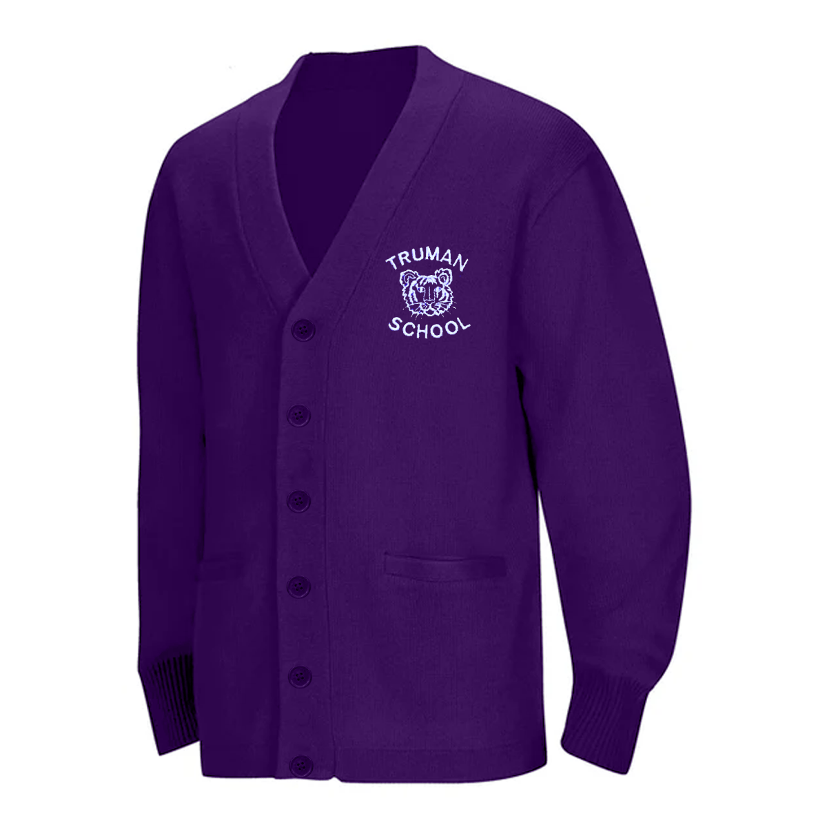 Truman Purple Cardigan V - Neck - Logo Express Uniforms - School Uniforms