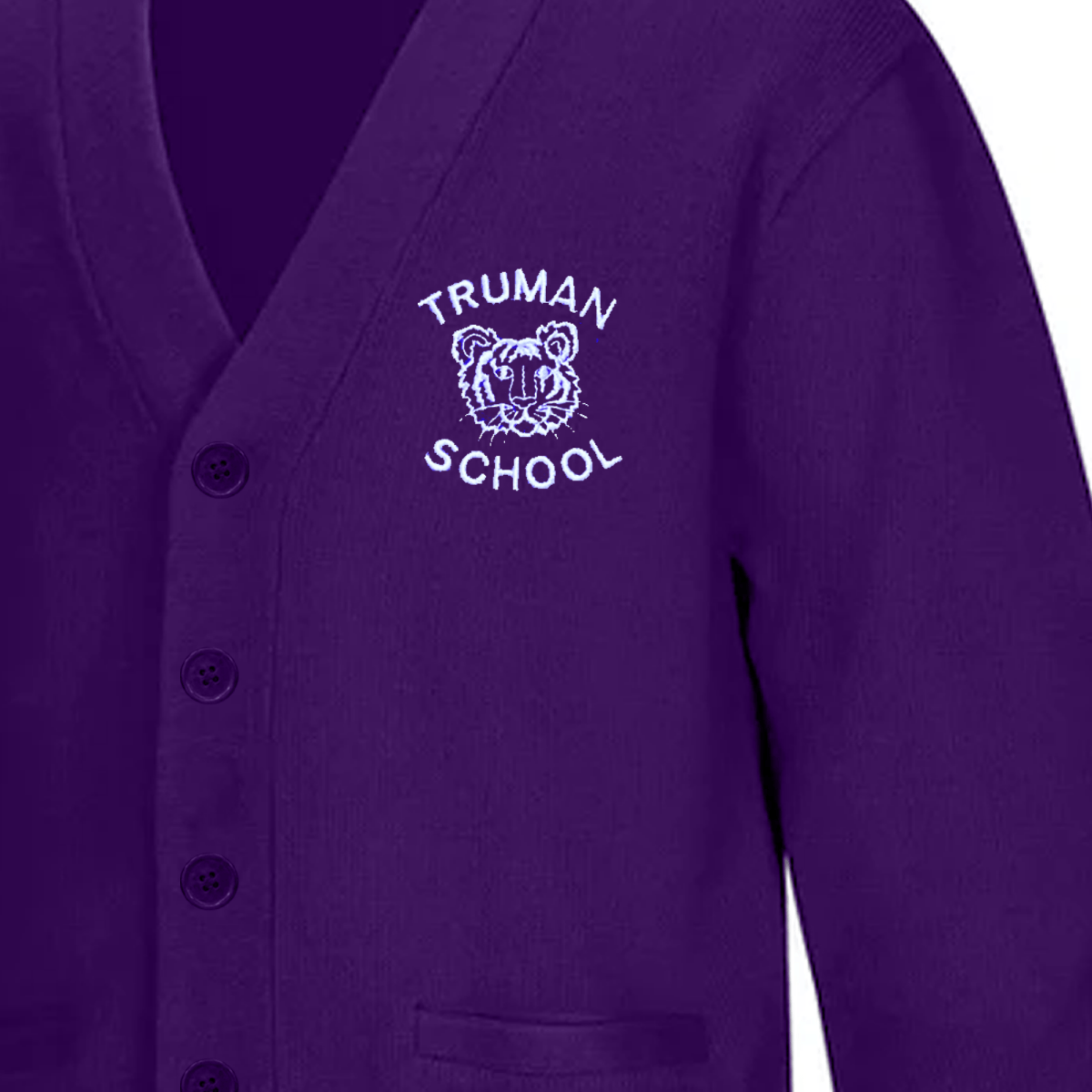Truman Purple Cardigan V - Neck - Logo Express Uniforms - School Uniforms