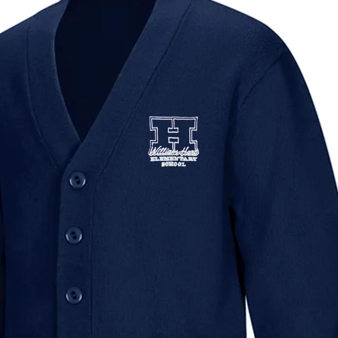 William Hart 1st-5th Grade Navy Cardigan - Logo Express Uniforms - School Uniforms