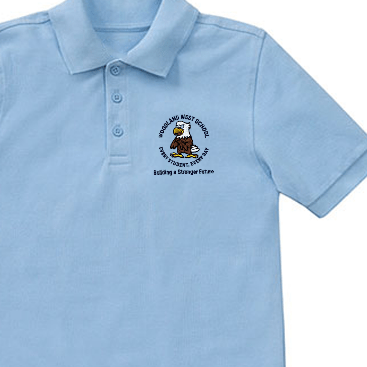 Woodland West 1st - 5th Light Blue Polo - Logo Express Uniforms - School Uniforms