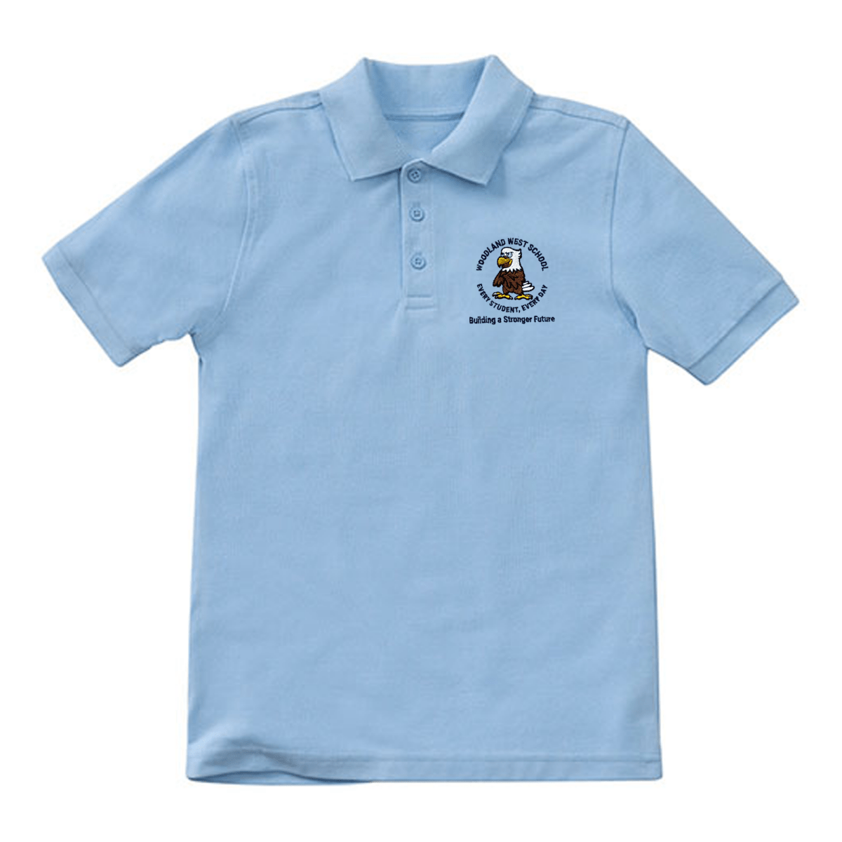 Woodland West 1st - 5th Light Blue Polo - Logo Express Uniforms - School Uniforms