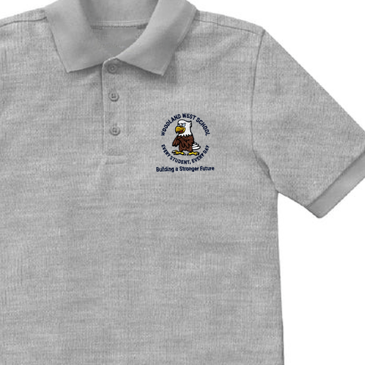 Woodland West 6th–8th Sports Grey Polo - Logo Express Uniforms - School Uniforms