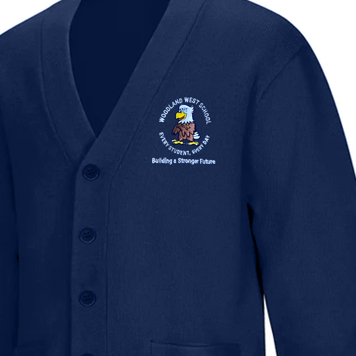 Woodland West Navy Cardigan V - Neck - Logo Express Uniforms - School Uniforms