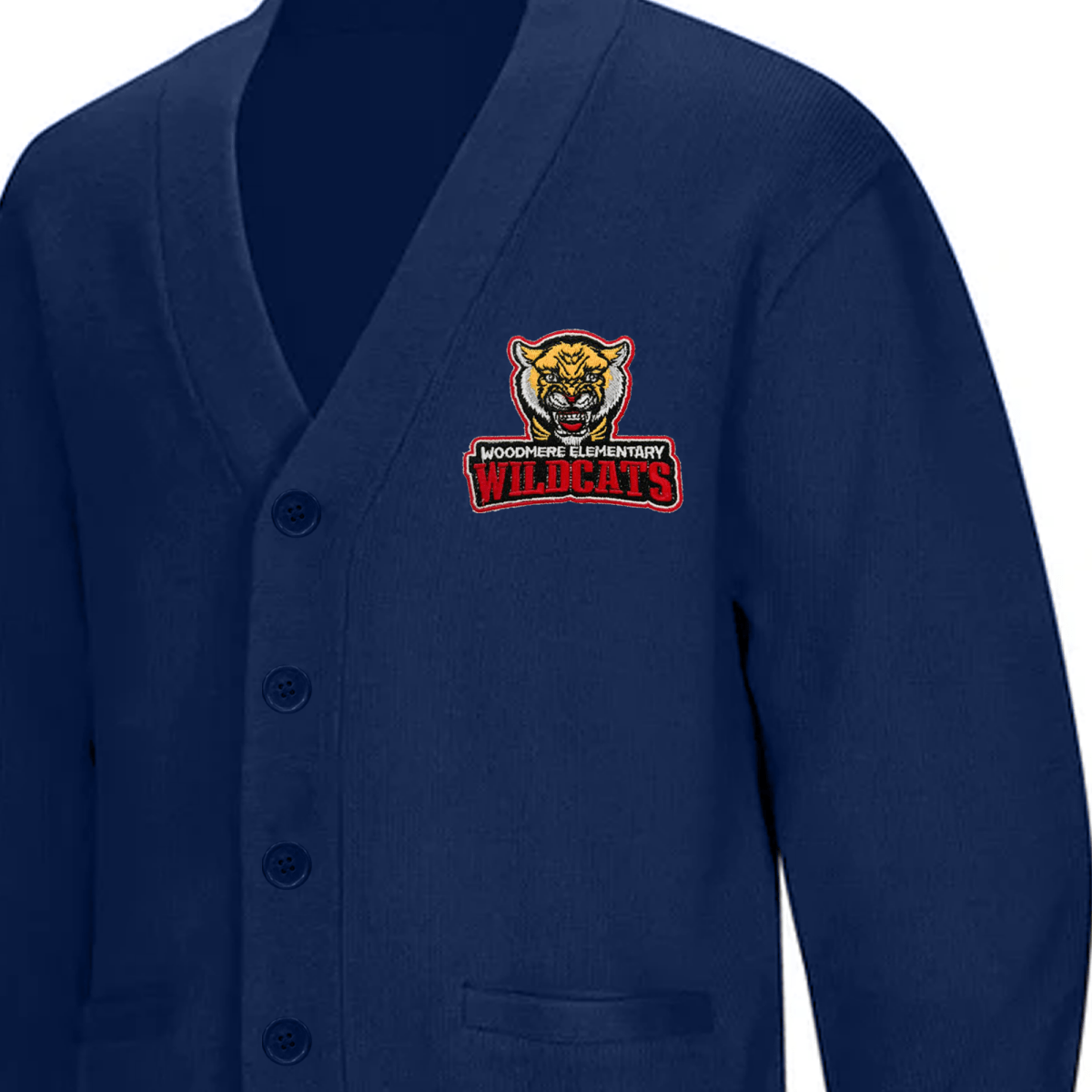 Woodmere Navy Cardigan V - Neck - Logo Express Uniforms - School Uniforms