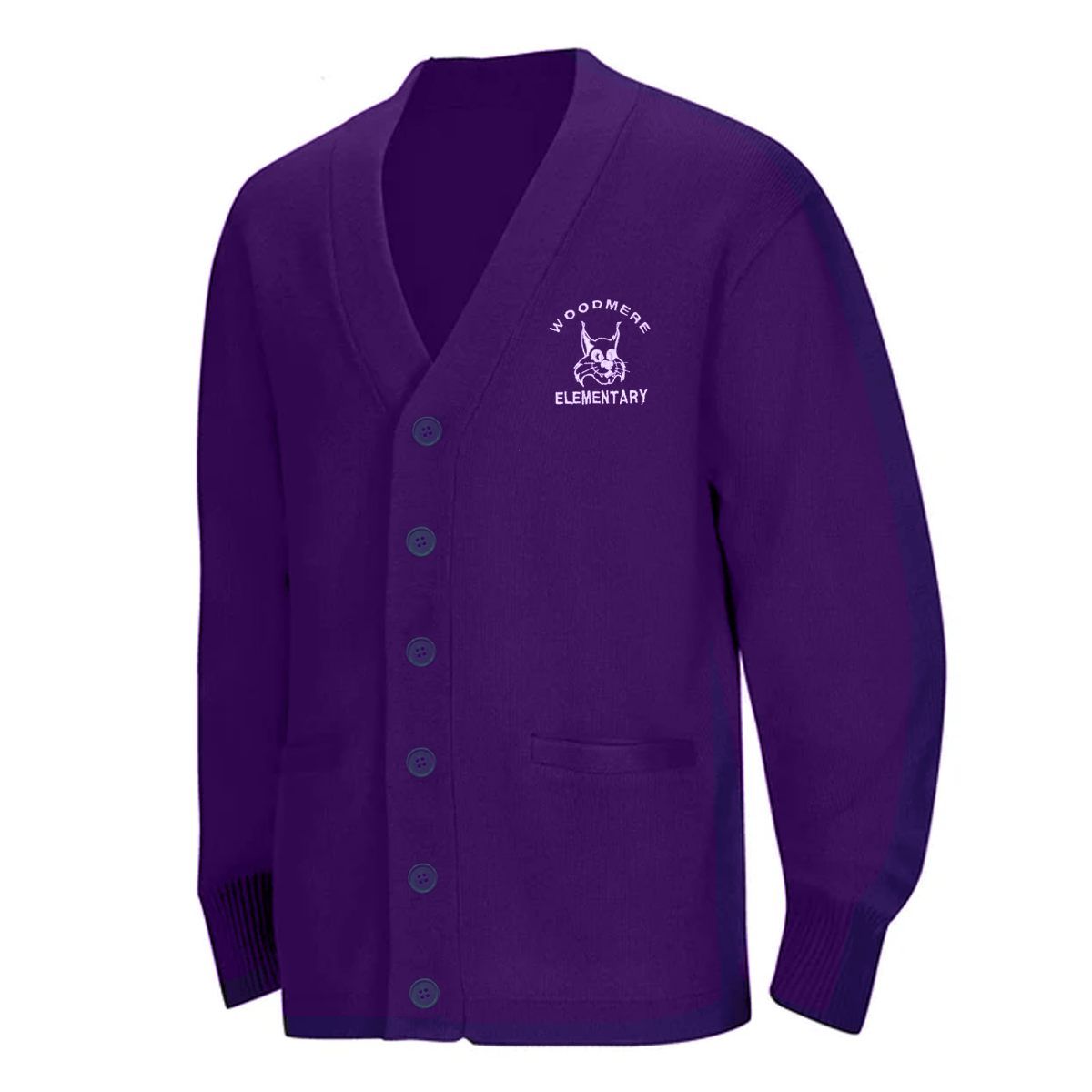 Woodmere Purple Cardigan V - Neck - Logo Express Uniforms - School Uniforms