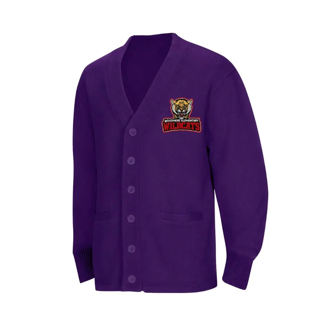 Woodmere Purple Cardigan V-Neck - Logo Express Uniforms - School Uniforms