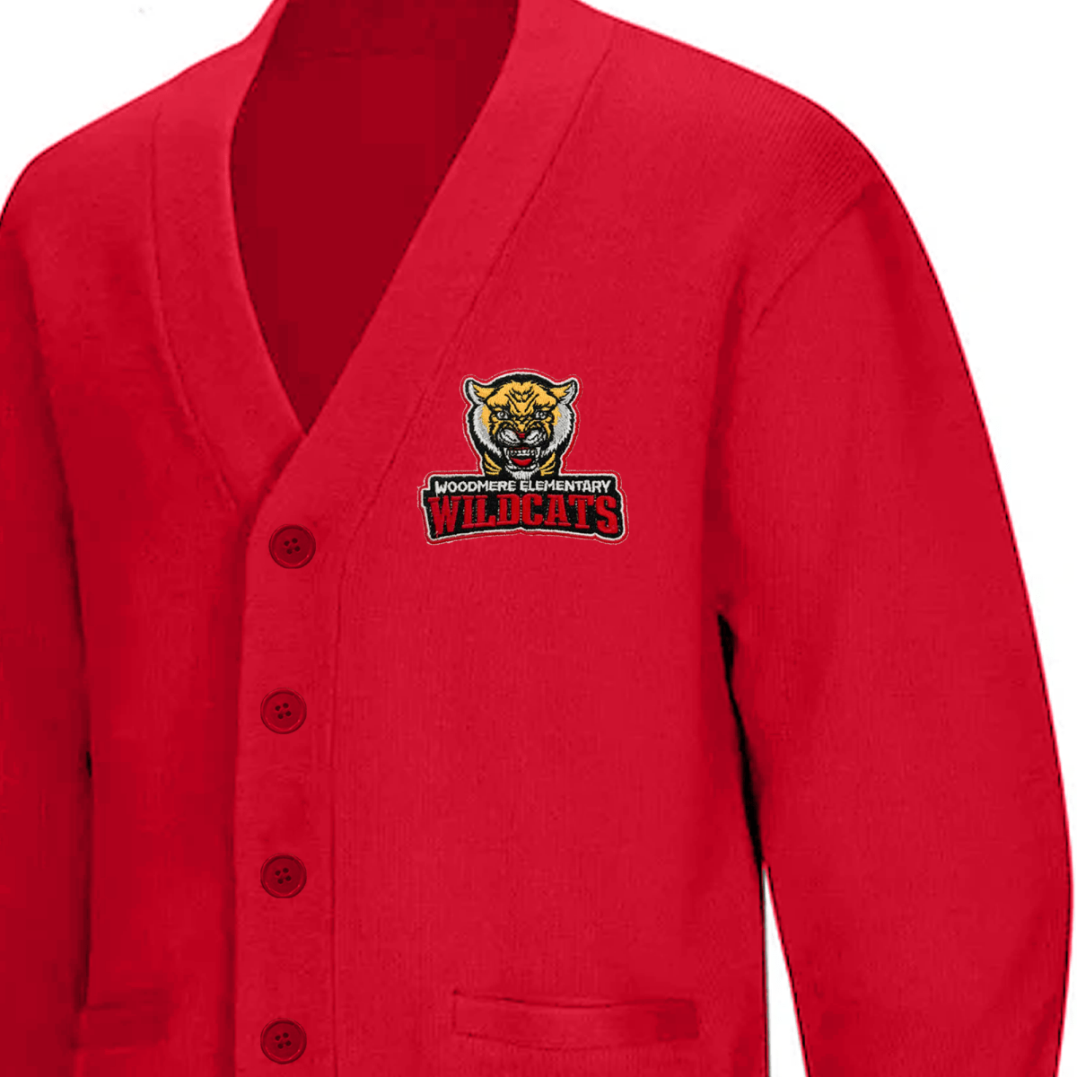 Woodmere Red Cardigan V - Neck - Logo Express Uniforms - School Uniforms