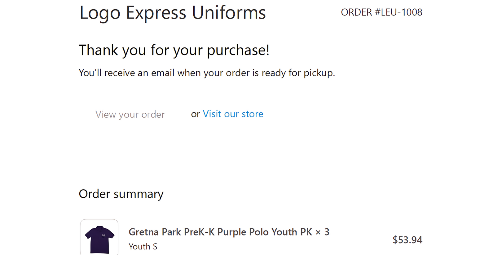 How to create an in store pickup order logo express uniforms