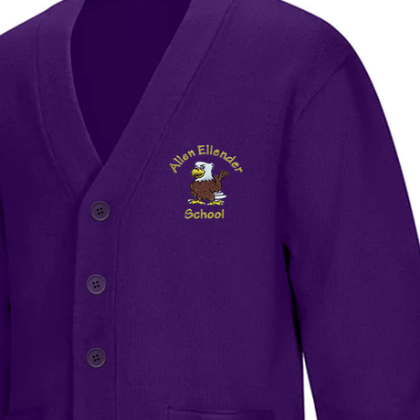 Allen Ellender Purple Cardigan V - Neck - Logo Express Uniforms - School Uniforms