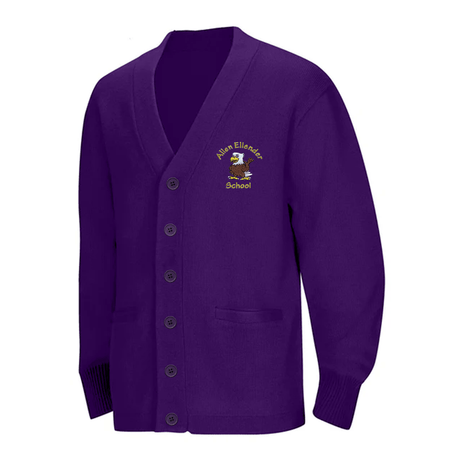 Allen Ellender Purple Cardigan V - Neck - Logo Express Uniforms - School Uniforms