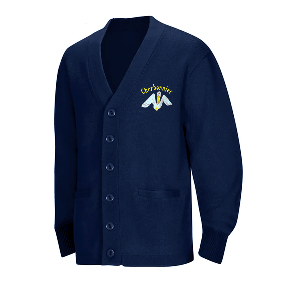 Cherbonnier Rillieux Navy Cardigan V - Neck - Logo Express Uniforms - School Uniforms
