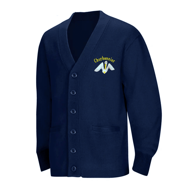 Cherbonnier Rillieux Navy Cardigan V - Neck - Logo Express Uniforms - School Uniforms