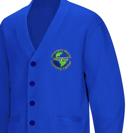 Children's World Cardigan Royal Blue for Unisex - Logo Express Uniforms - School Uniforms
