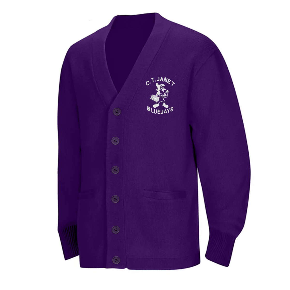 C.T. Janet Purple Cardigan V - Neck - Logo Express Uniforms - School Uniforms