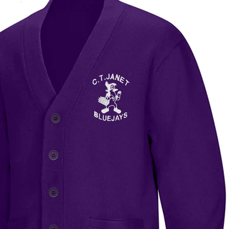 C.T. Janet Purple Cardigan V - Neck - Logo Express Uniforms - School Uniforms