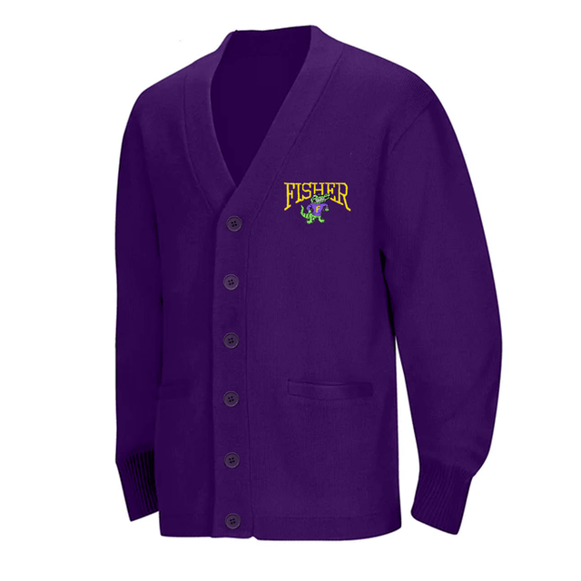 Fisher Middle/High School Purple Cardigan - Logo Express Uniforms - School Uniforms