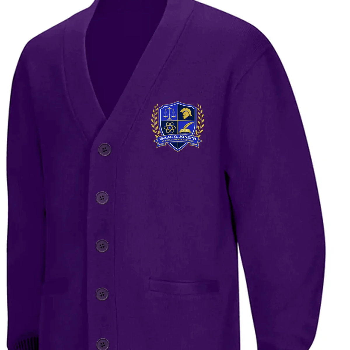 Isaac Joseph at Stella Worley Pre-K–Kindergarten Purple Cardigan - Logo Express Uniforms - School Uniforms
